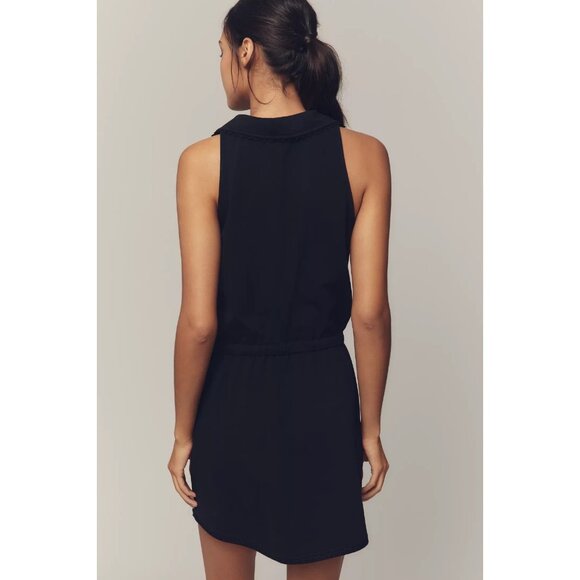 Sundays by Wearesundays Carina Collared Mini Dress Black Drawstring Waist Large - Picture 2 of 8